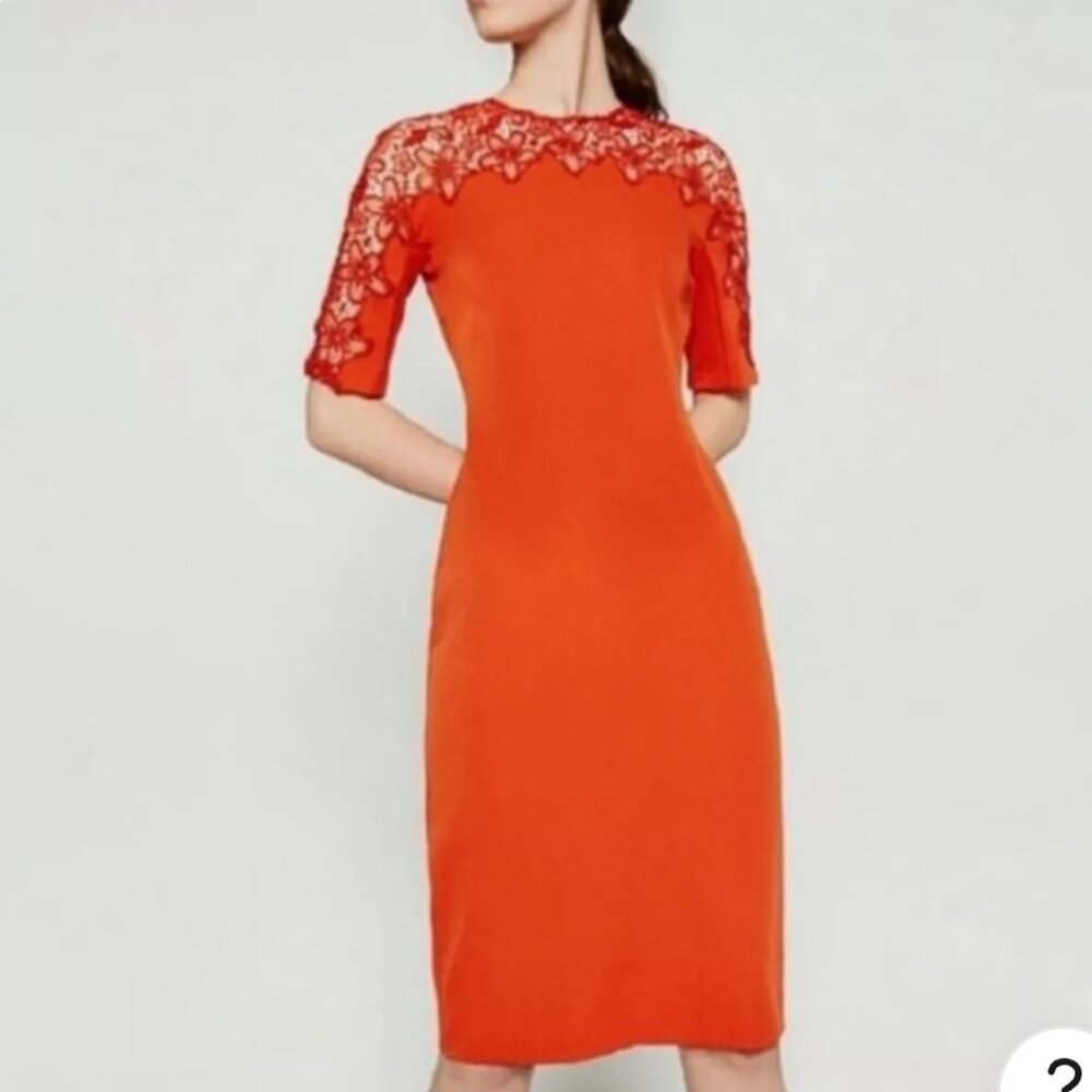ZARA Midi Dress w/ Floral Guipure Lace detail